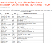 Danh sách tham dự khóa VMware Data Center Vitualization Fundamentals đợt 3 (22/11/2015)-TPHCM